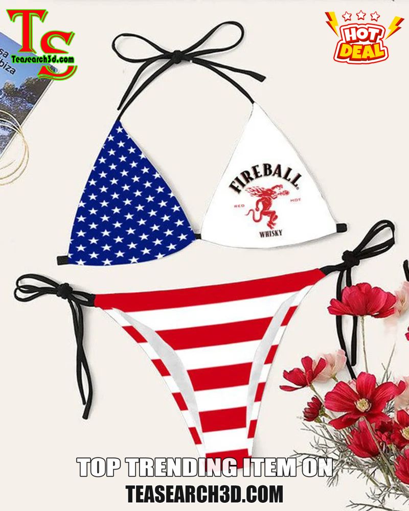 Drink Bikini Women Summer Sale 2024 12 Fireball Cinnamon American Flag Women Triangle Bikini Set