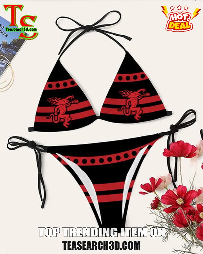 Drink Bikini Women Summer Sale 2024 13 Fireball Whiskey Red Stripe Triangle Bikini Set