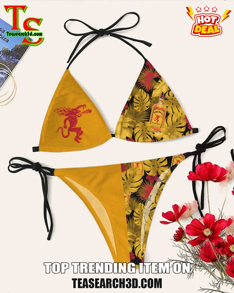 Drink Bikini Women Summer Sale 2024 14 Fireball Whiskey Tropical Yellow Triangle Bikini Set