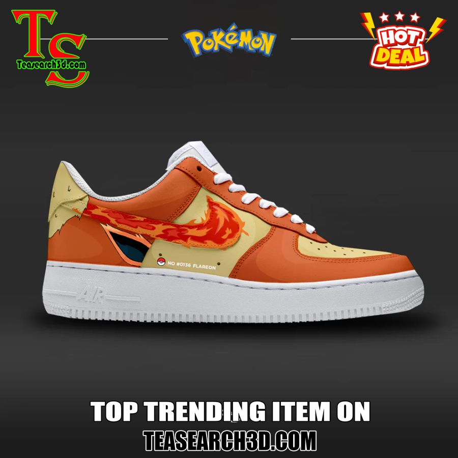 New Trending Custom Nike Logo AF1 Shoes 8 Flareon Pokemon Custom Air Force 1 Sneaker Shoes
