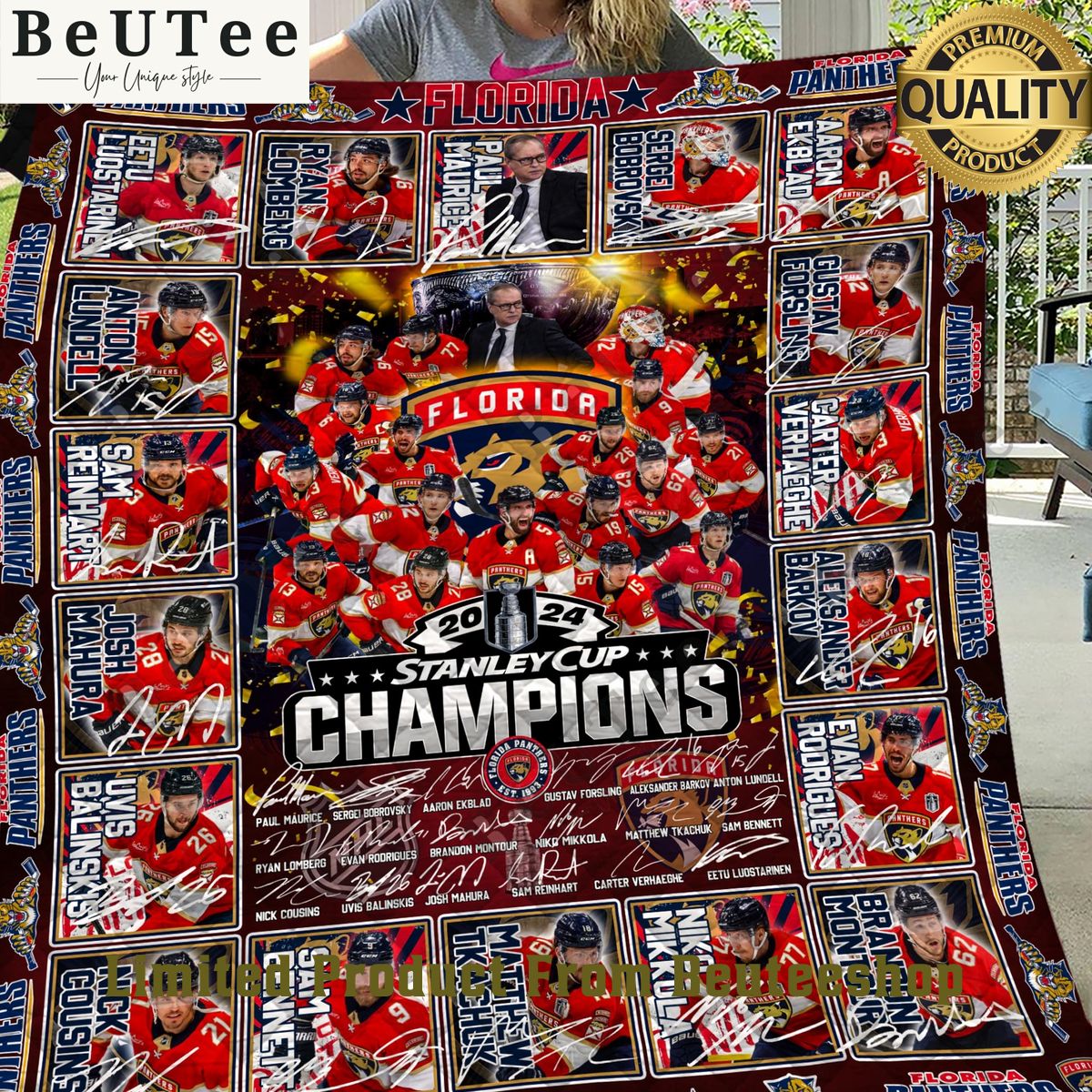 Florida Panthers Stanley Cup Champions Premium Quilt Fleece Blanket