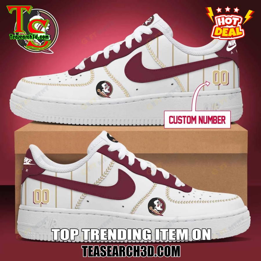 Amazing NCAA Air Force Sneakers Shoes 9 Florida State Seminoles Baseball Custom Air Force Sneakers