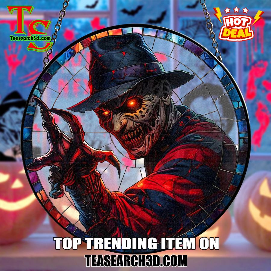 Hot Stained Glass Suncatchers ideas in 2024 7 Freddy Krueger Horror Halloween Stained Glass Suncatcher Ornament