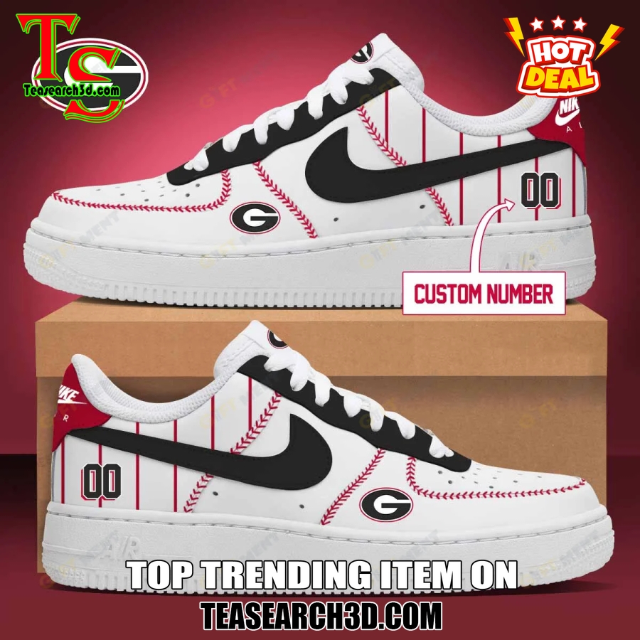 Amazing NCAA Air Force Sneakers Shoes 10 Georgia Bulldogs Baseball Custom Air Force Sneakers