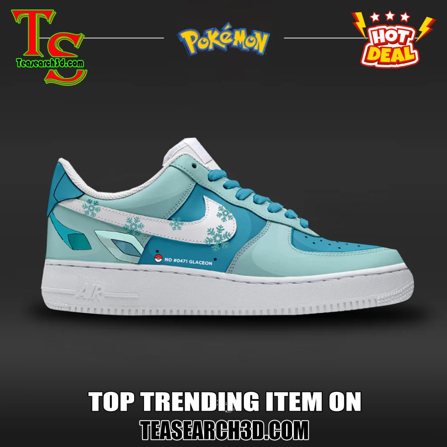 New Trending Custom Nike Logo AF1 Shoes 9 Glaceon Pokemon Custom Air Force 1 Sneaker Shoes