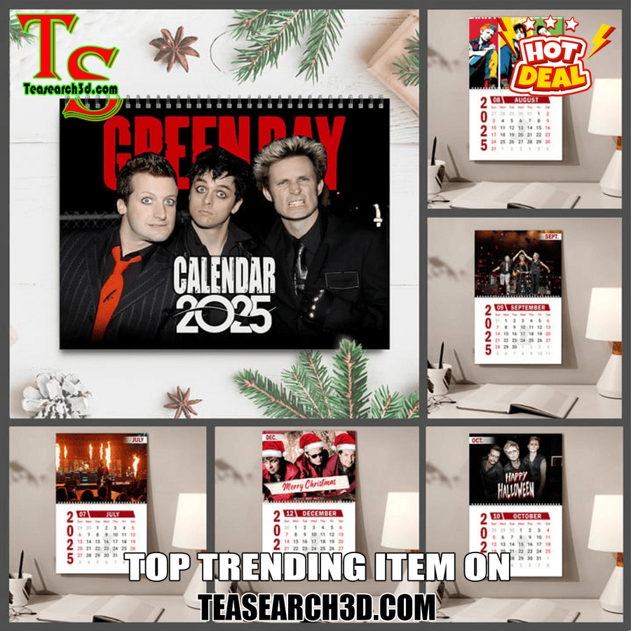 Hot Calendar Quick and Easy Buy Online 15 Green Day Band 2025 Wall Hanging Calendar