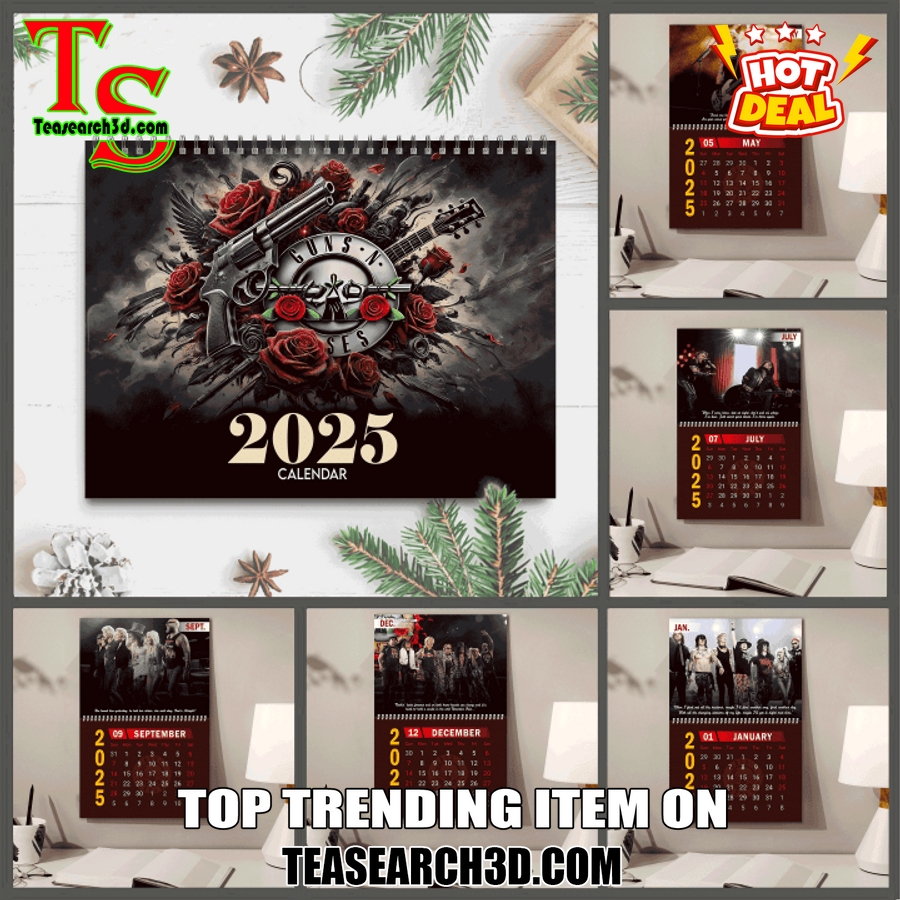Hot Calendar Quick and Easy Buy Online 16 Gun N' Roses 2025 Wall Hanging Calendar