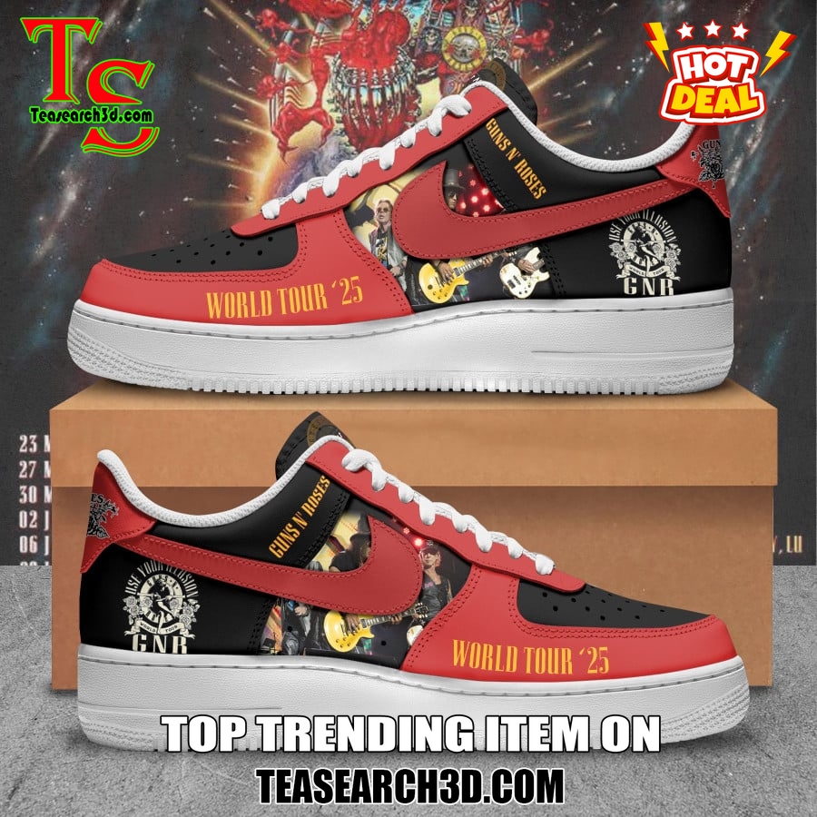 Limited Edition Air Force 1 Sneakers Style 14 Guns N' Roses World Tour 25 Red Air Force 1 Sneaker