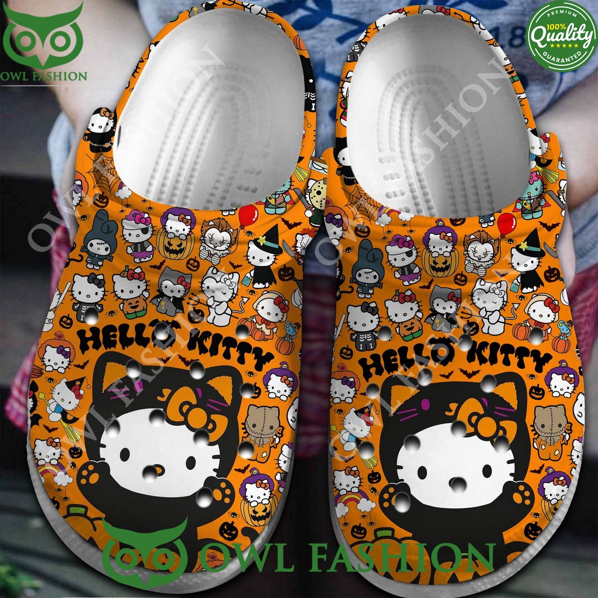 Halloween Hello Kitty And Pumkins Orange Clogs Croc