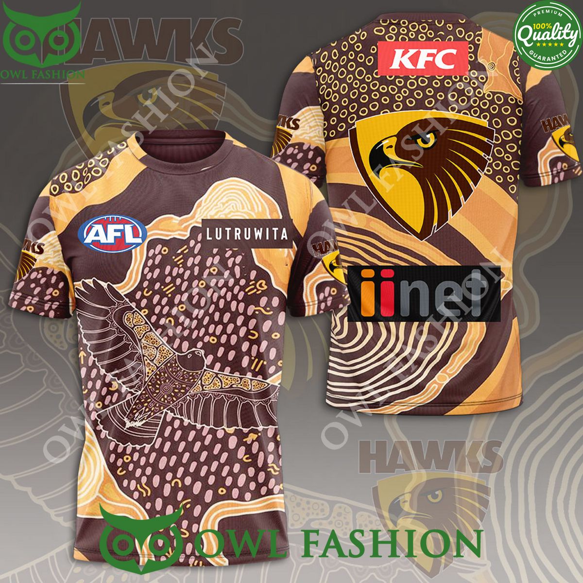 Hawthorn FC Lutruwita AFL Football League 3D Tshirt