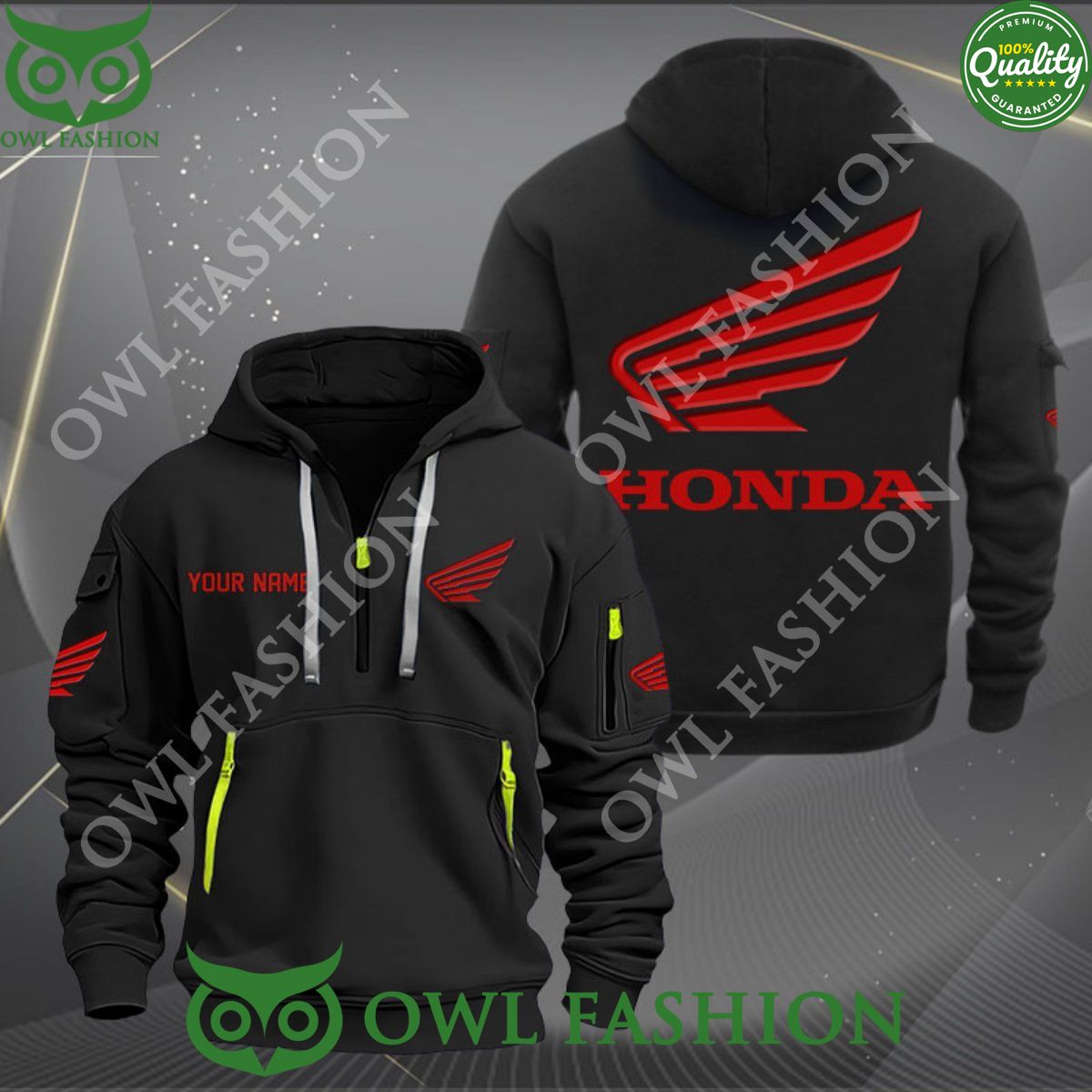 Honda Motorcycle Powersports Personalized 2D quarter zip hoodie