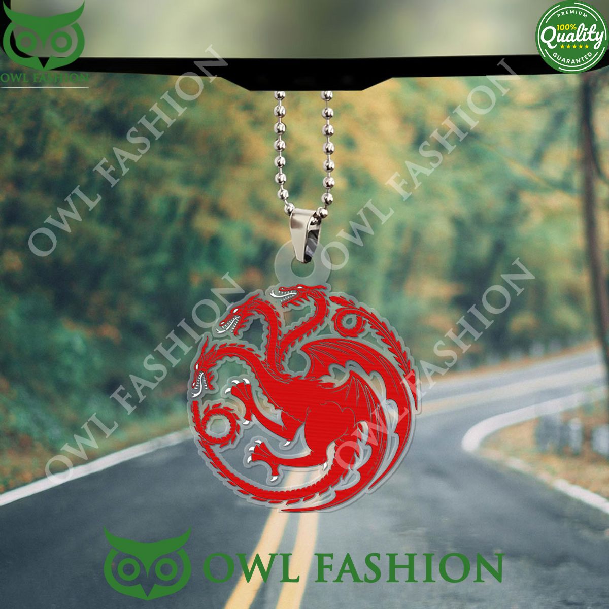 House Of The Dragon Red Banner Acrylic Car Ornament