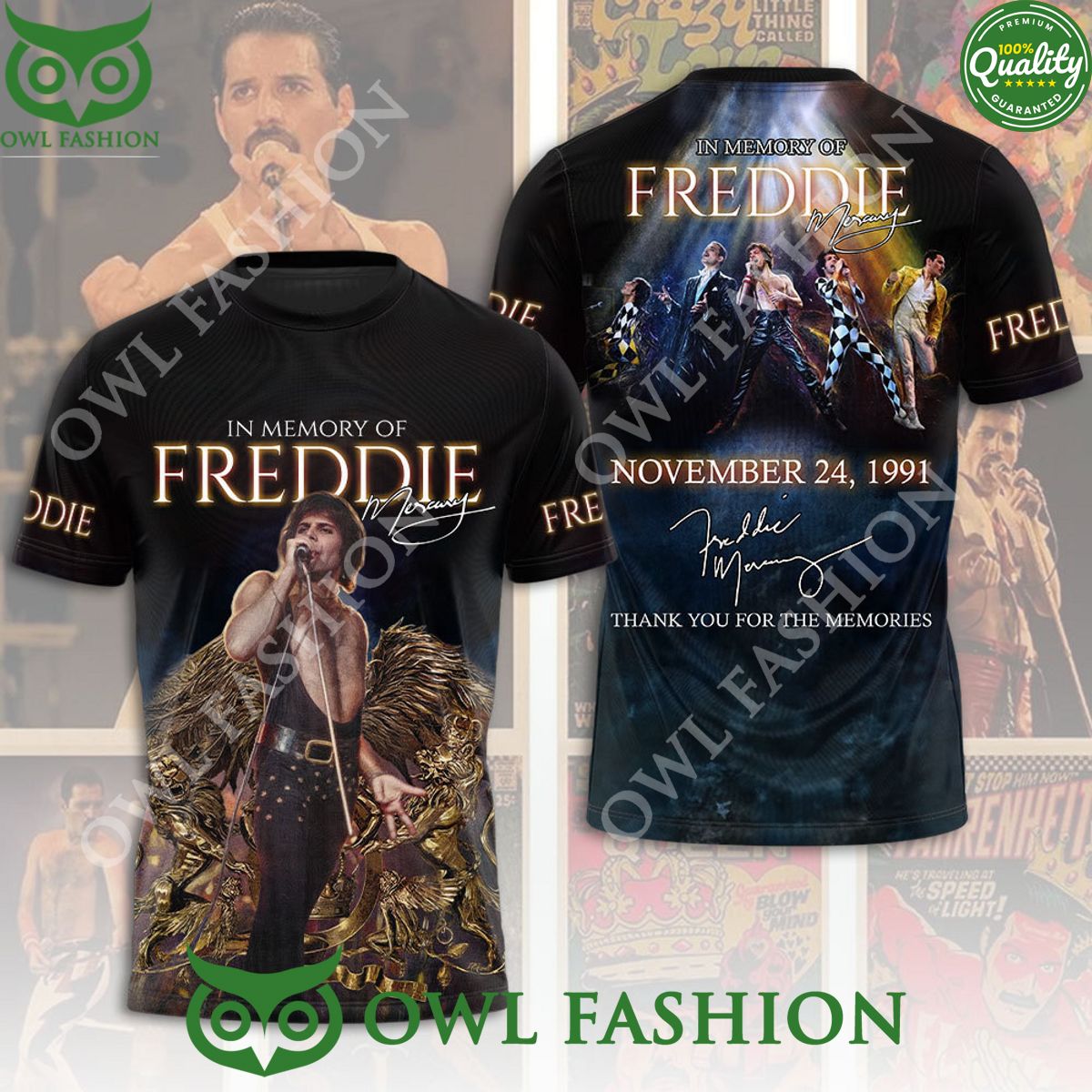 IN memory of Freddie Mercury November 24 1991 3D t shirt