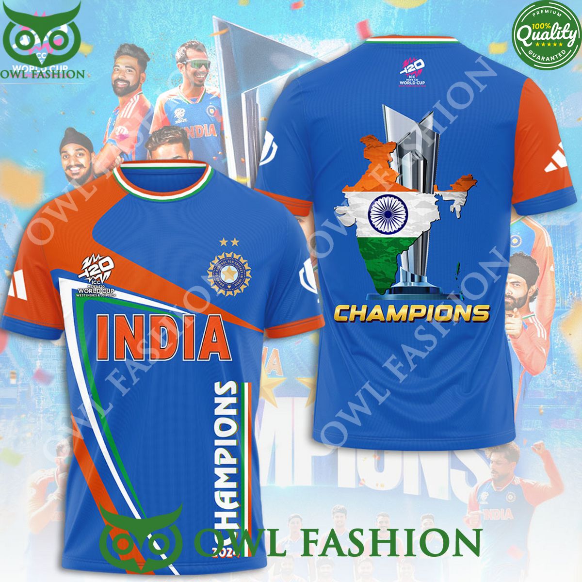 India x ICC mens T20 World Cup Champion Limited 3D Shirt Hoodie