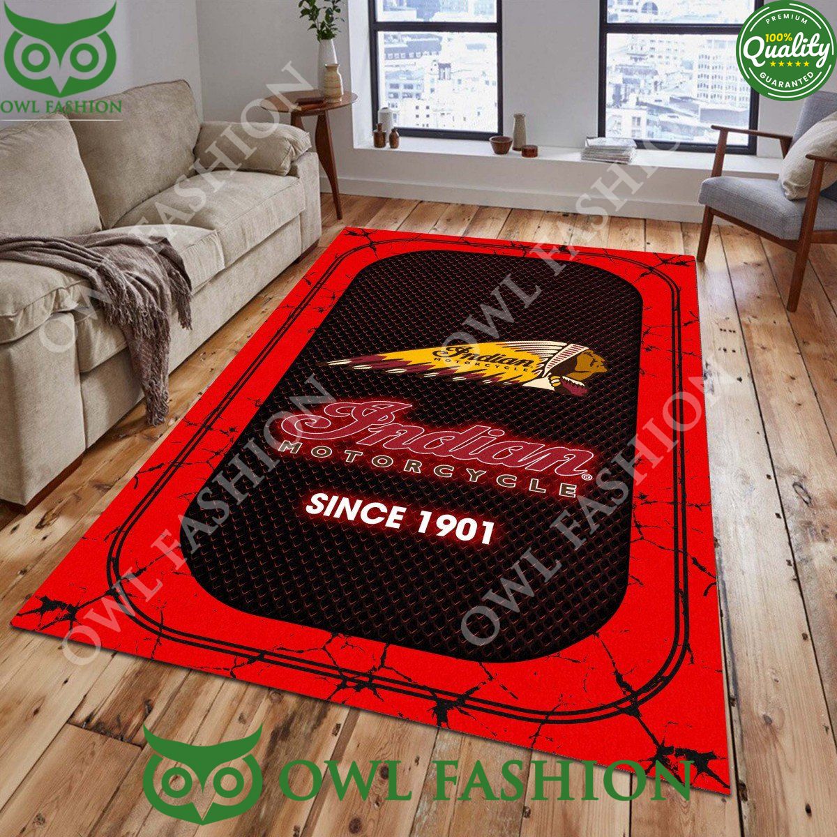 Indian Motorcycle since 1901 American brand Logo Custom Color Rug Carpet