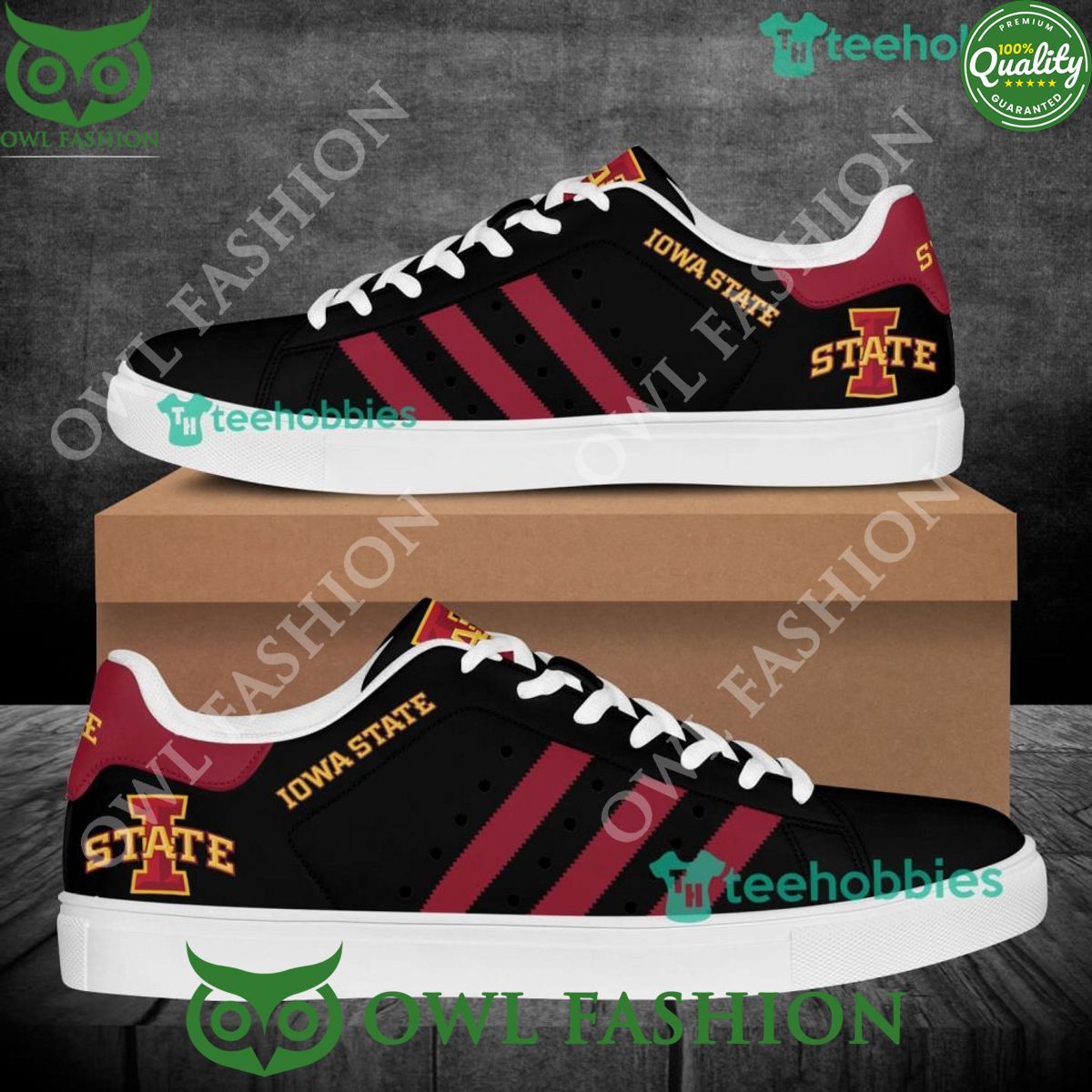 Iowa State Cyclones NCAA Football Skate Black Stan Smith Shoes