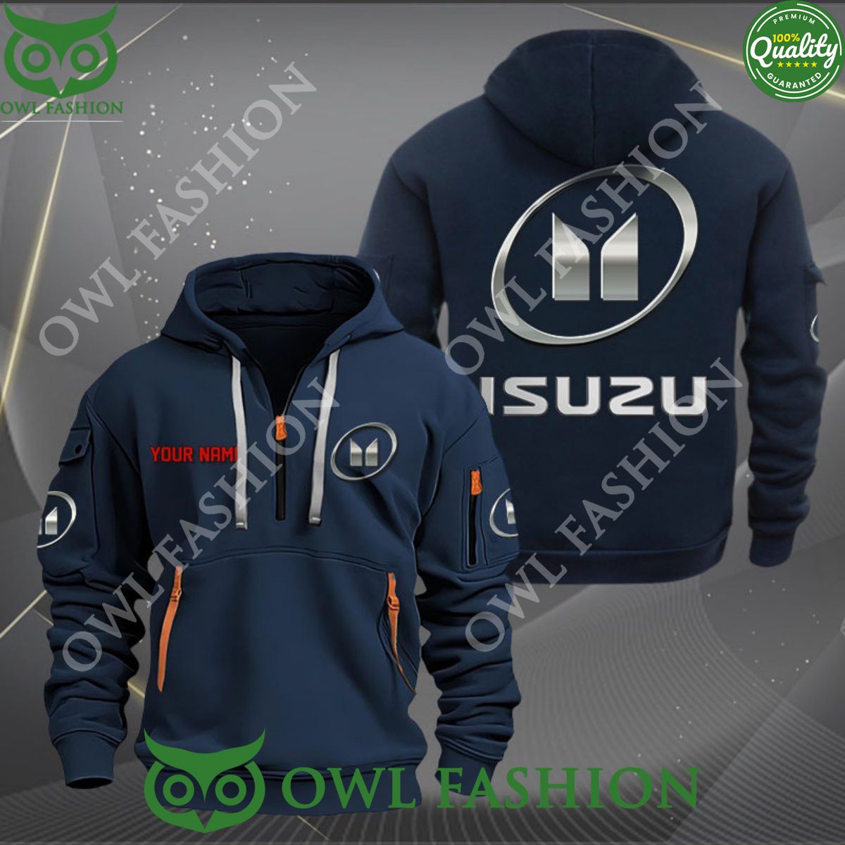 Isuzu Car Motor Luxury Customized 2d half zipper hoodie