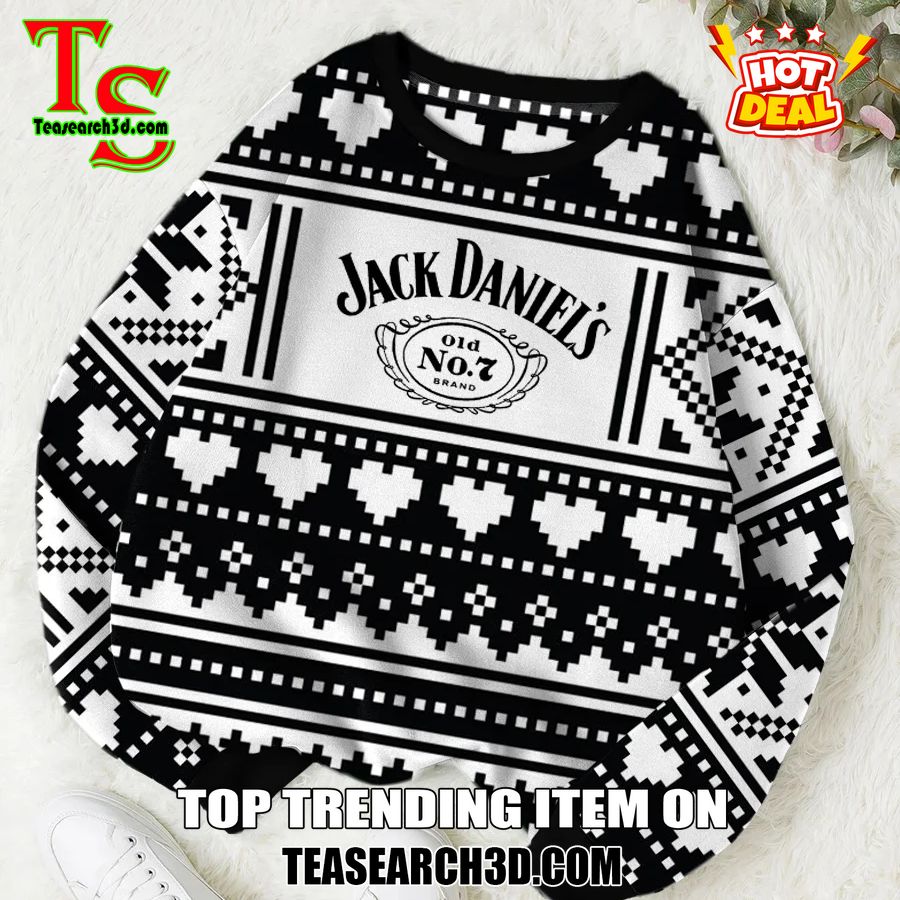 High Quality Drinking Game Ugly Christmas Sweater 17 Jack Daniel's Heart Pattern Ugly Christmas Sweater