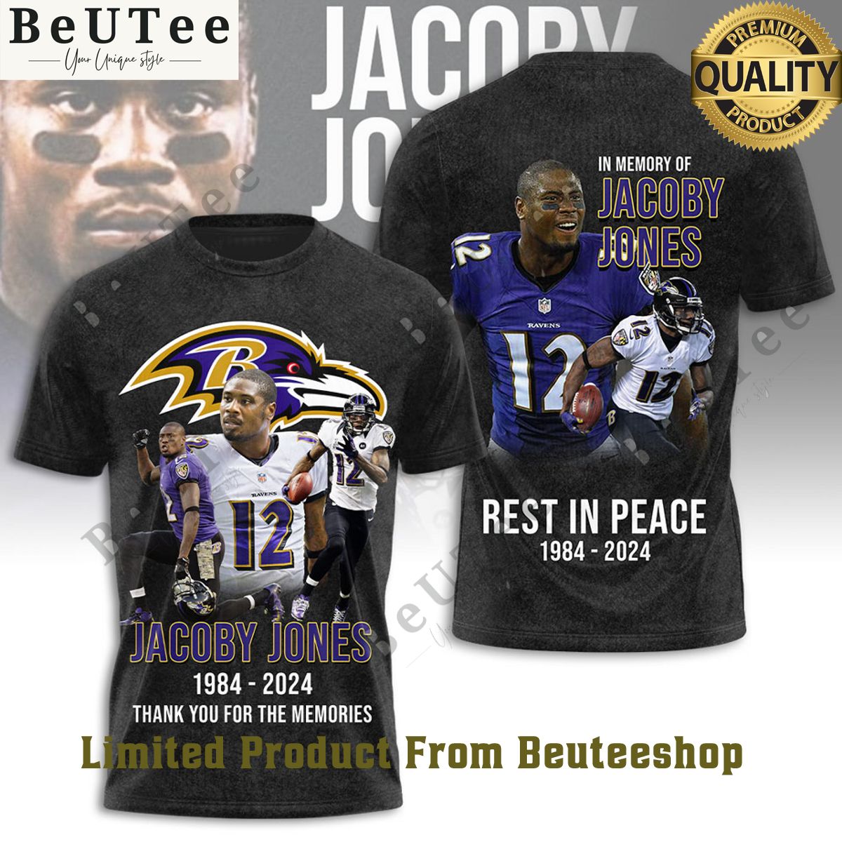 Jacoby Jones Rest In Peace Thank You Memories 3D Tshirt