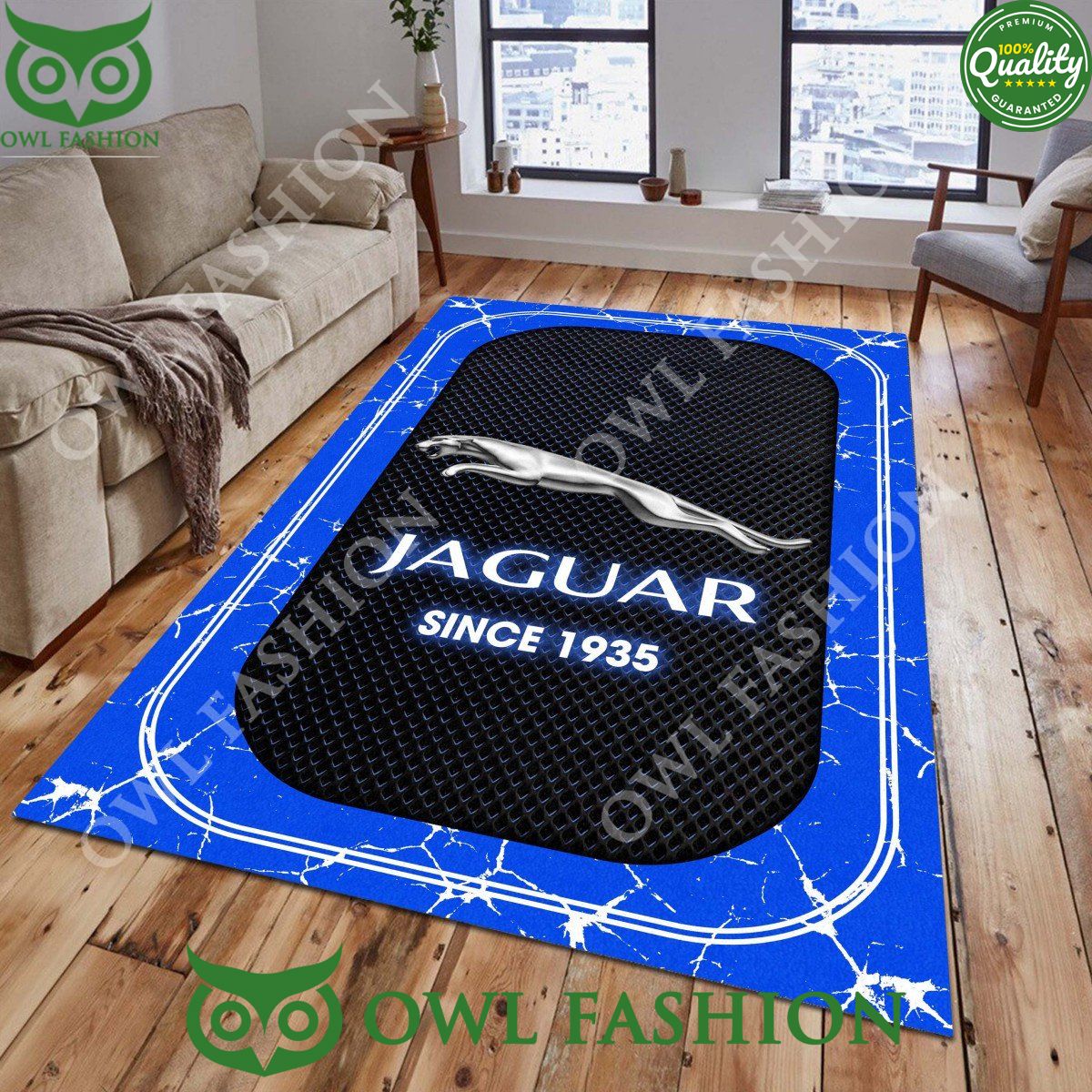 Jaguar Cars Automobile Brand 1935 Lightning Marble rug carpet