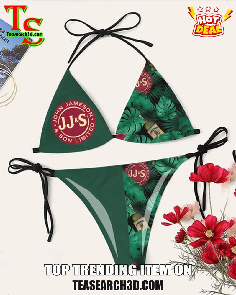Drink Bikini Women Summer Sale 2024 20 Jameson Irish Whiskey Tropical Green Triangle Bikini Set
