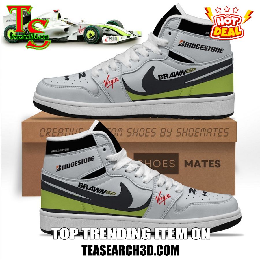 New Trending JD High Top For Sale 2024 14 Jenson Button Brawn Formula 1 Premium Air Jordan High Top Shoes