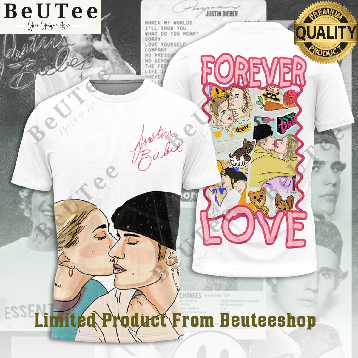 Justin Bieber Forever Love Limited Hailey 3D Tshirt