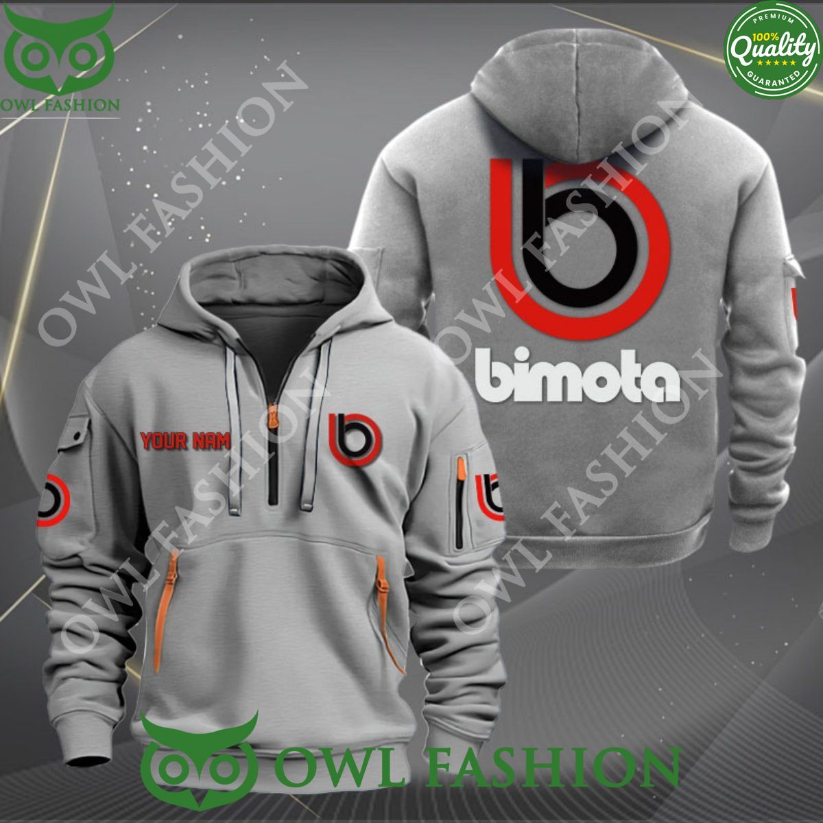 Kymco Motorcycles Custom Name Brand 2D Quarter Zip Hoodie