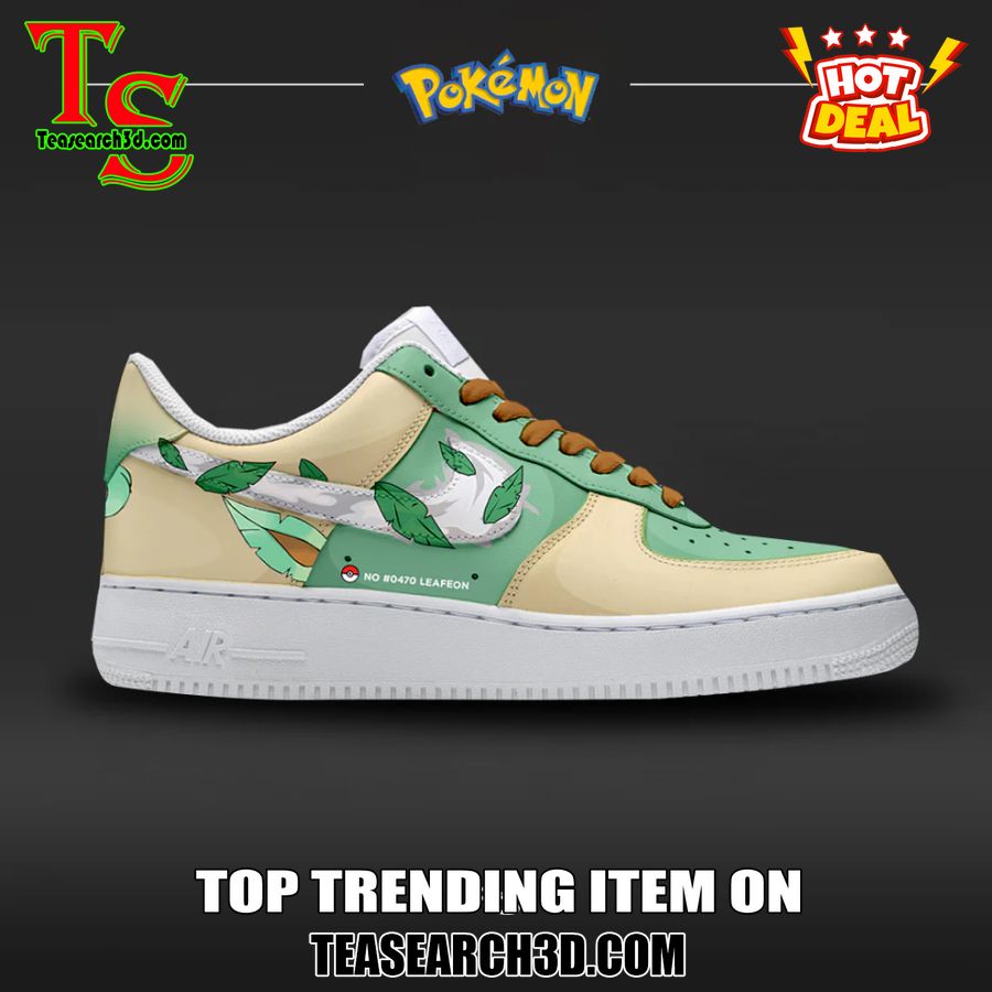 New Trending Custom Nike Logo AF1 Shoes 27 Leafeon Pokemon Custom Air Force 1 Sneaker Shoes