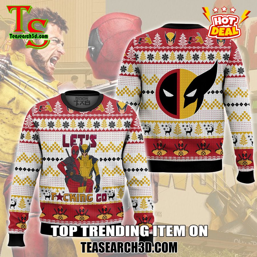 Amazing Trending Christmas Ugly Sweater With Free Shipping 9 Let's Go Deadpool Wolverine Ugly Christmas Sweater