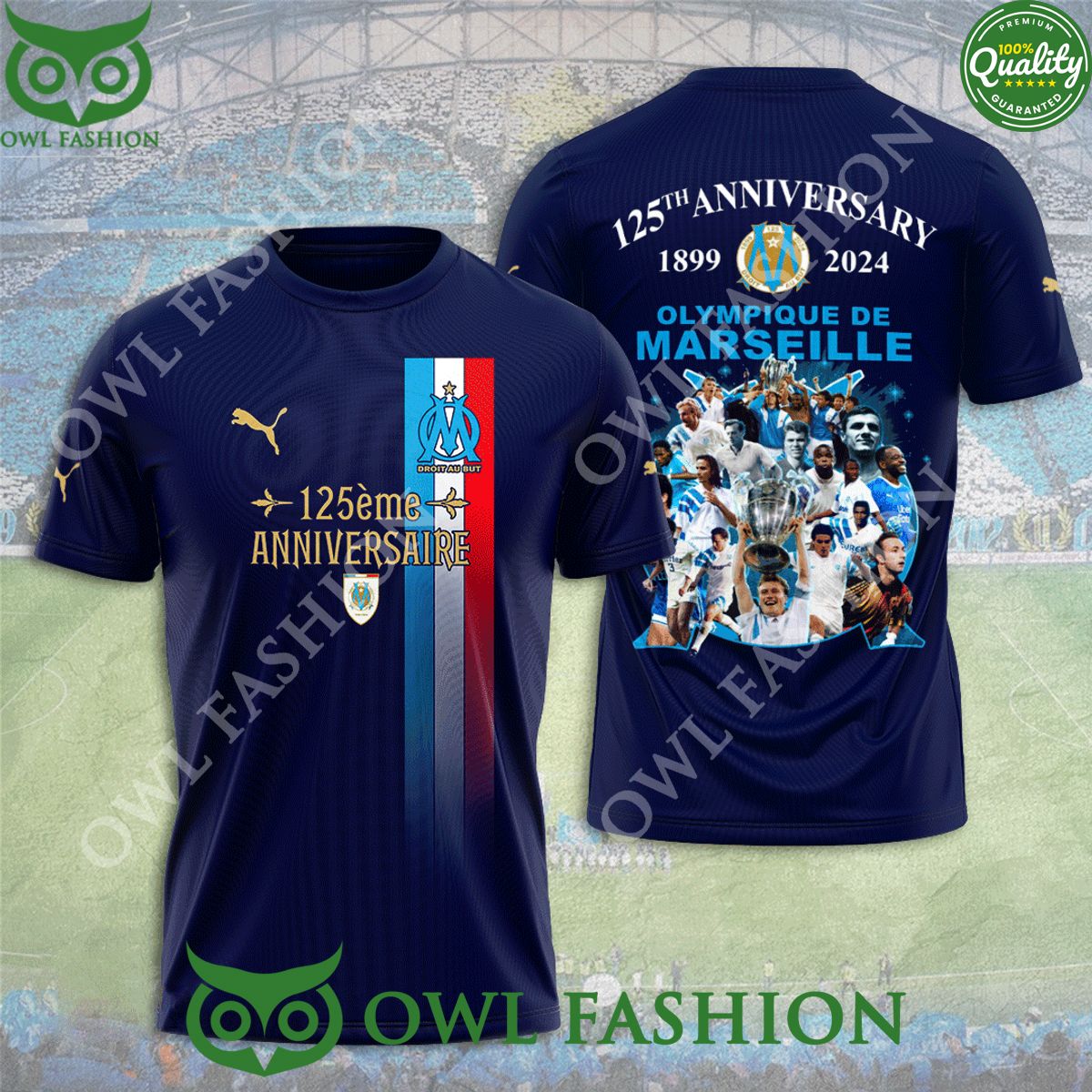 Limited Olympique De Marseille 125th Anniversary 1899 2024 3D T Shirt