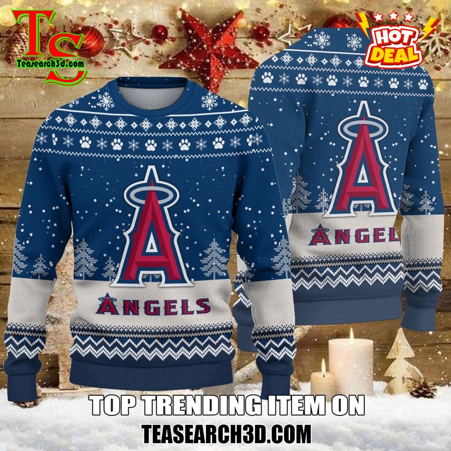 MLB Baseball Basic Ugly Christmas Sweater 14 Los Angeles Angels MLB Ugly Christmas Sweater
