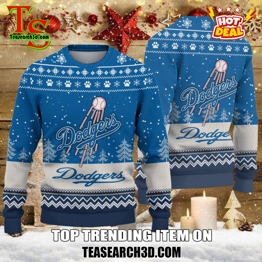 MLB Baseball Basic Ugly Christmas Sweater 15 Los Angeles Dodgers MLB Ugly Christmas Sweater