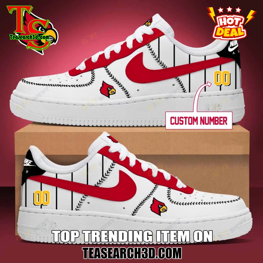 Amazing NCAA Air Force Sneakers Shoes 12 Louisville Cardinals Baseball Custom Air Force Sneakers