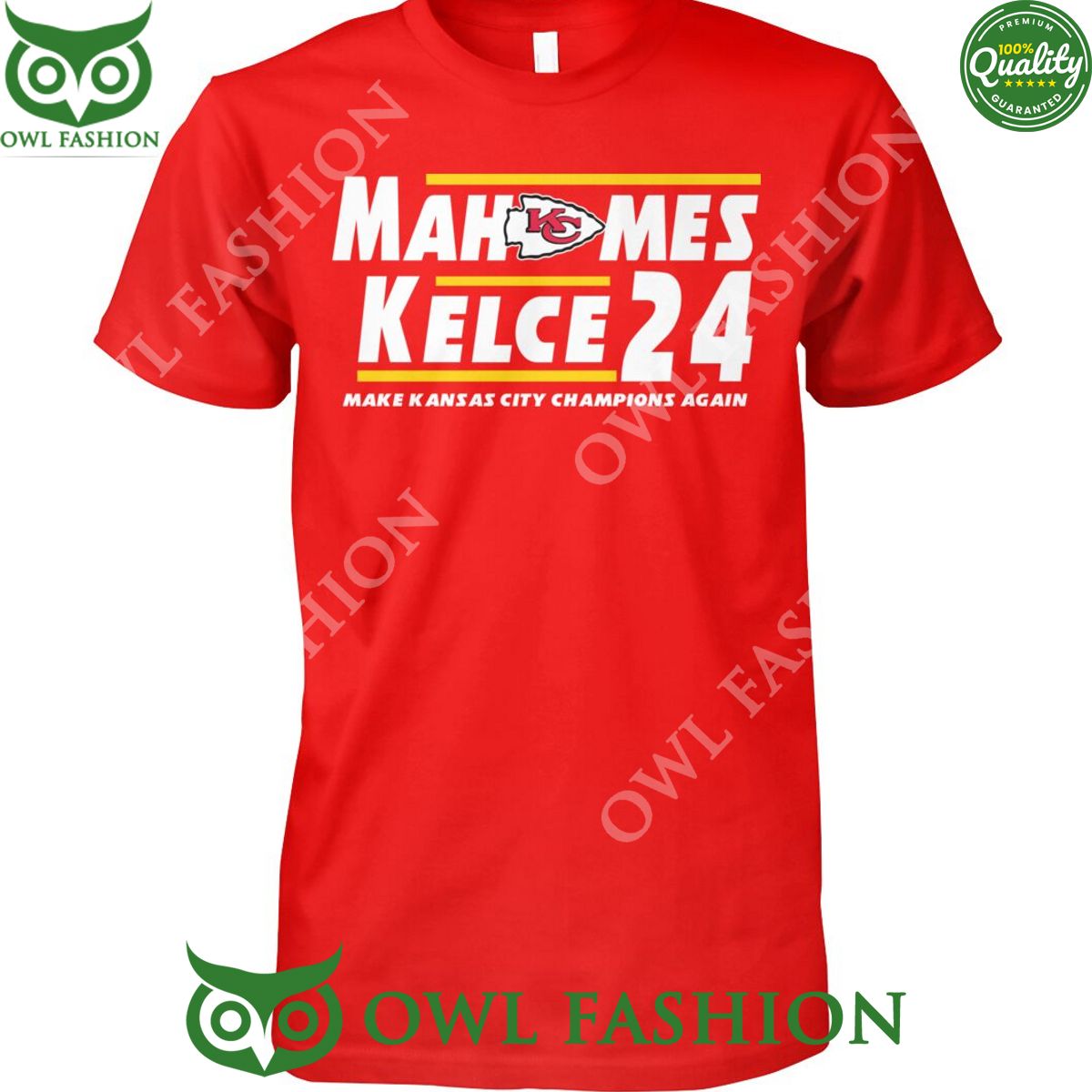 Mahomes Kelce 2024 Kansas City red t shirt