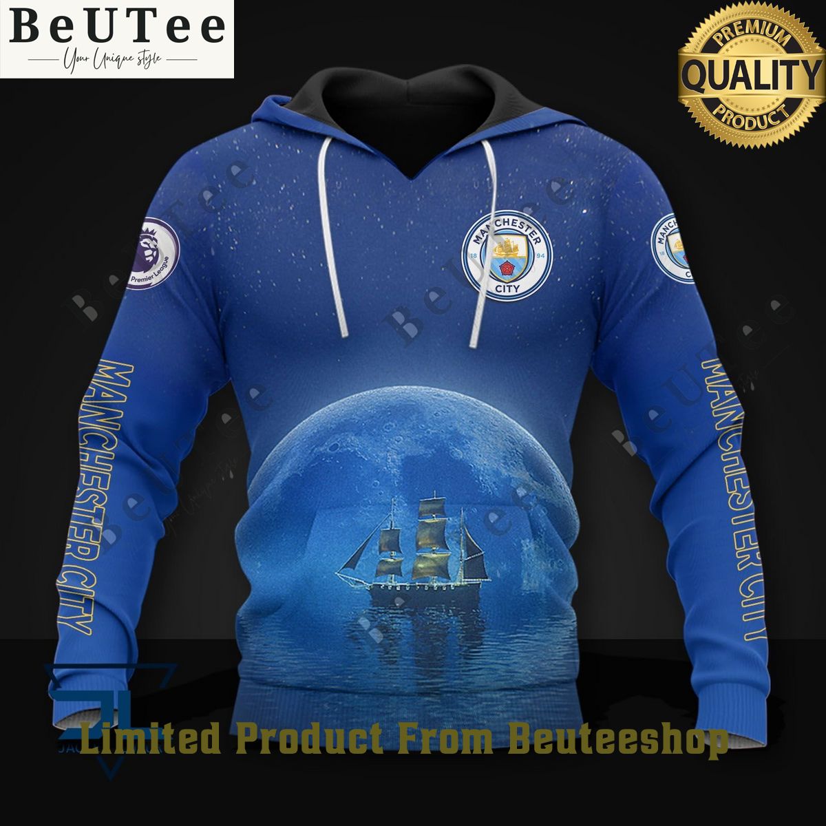 Manchester City F.C UEFA Blue Moon Sail Team Hoodie Shirt