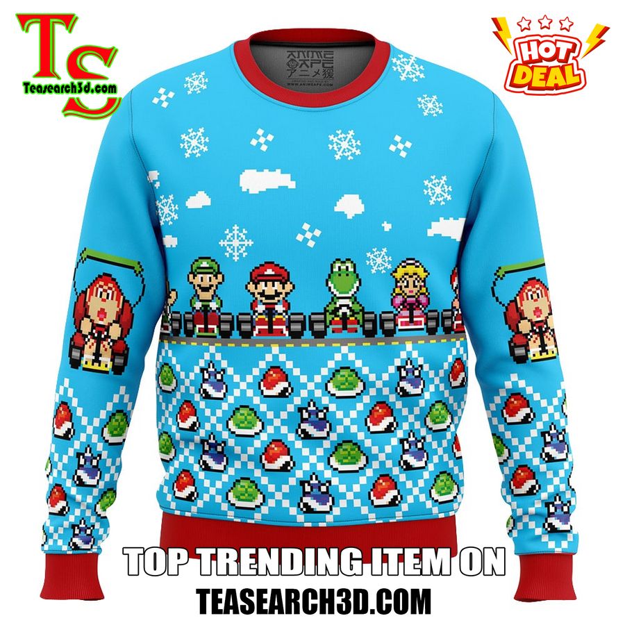 Amazing Trending Christmas Ugly Sweater With Free Shipping 20 Mario Kart Game Ugly Christmas Sweater