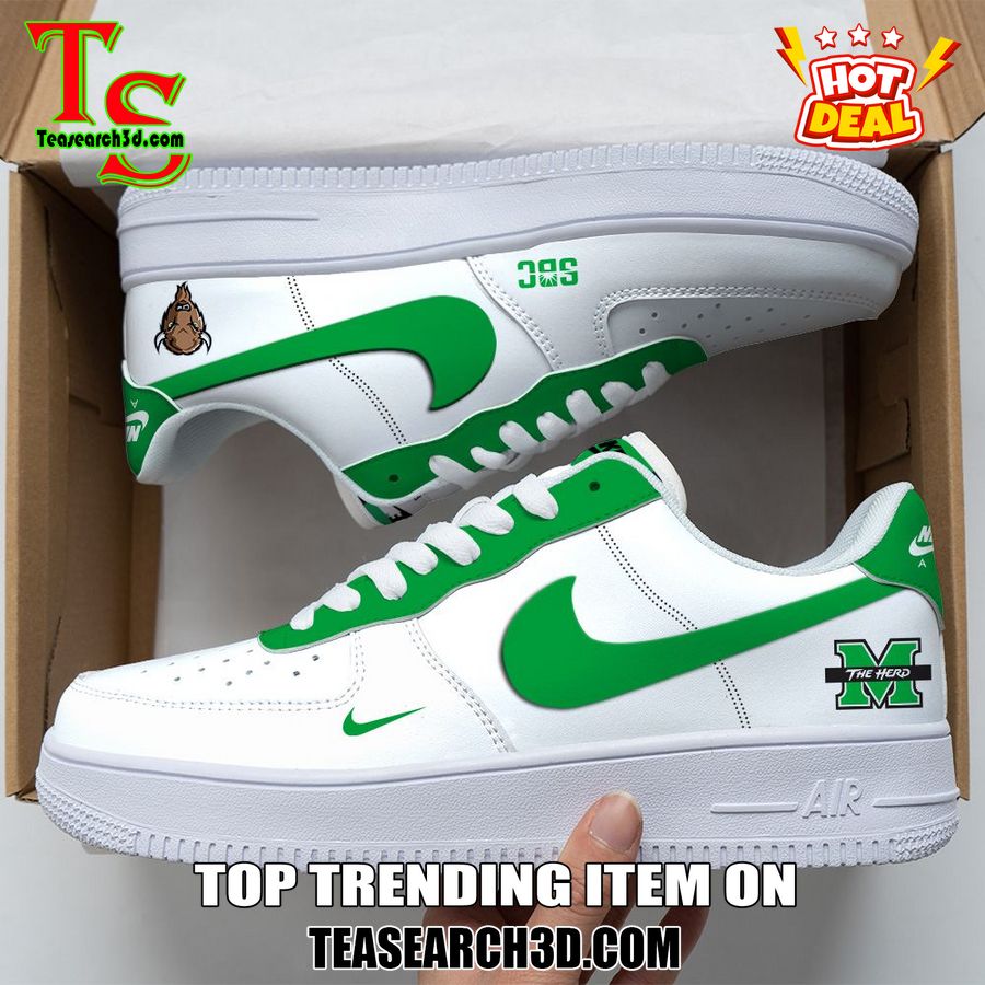 Amazing Nike Logo Air Force 1 Nike Shoes, Sport Team AF1 Shoes 18 Marshall Thundering Herd Custom Nike Logo AF1 Shoes