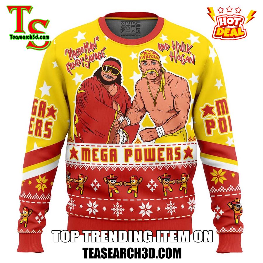 Amazing Trending Christmas Ugly Sweater With Free Shipping 21 Mega Powers Macho Man and Hulk Hogan Ugly Christmas Sweater