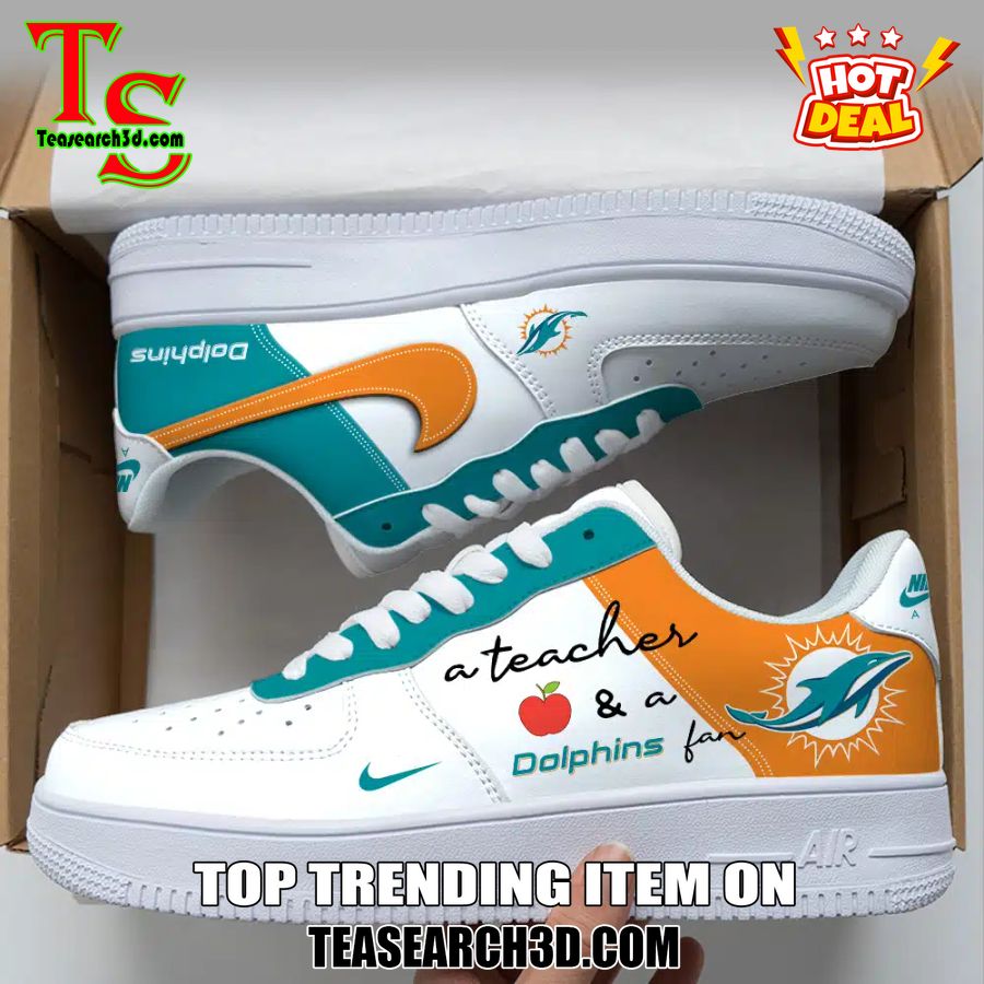 Top Hot Air Force Shoes NFL New Trending 2024 21 Miami Dolphins Custom Job Nike Air Force Shoes