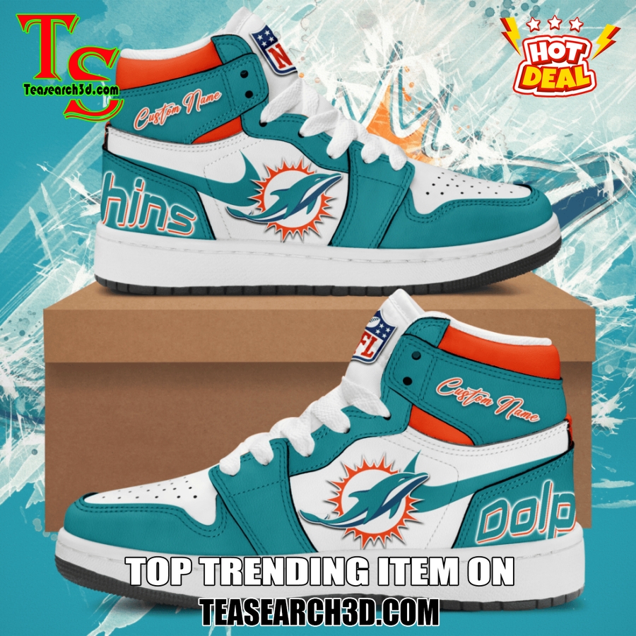 New Trending Air Jordan High Top Shoes 150125 13 Miami Dolphins JD1 Custom High Top Shoes