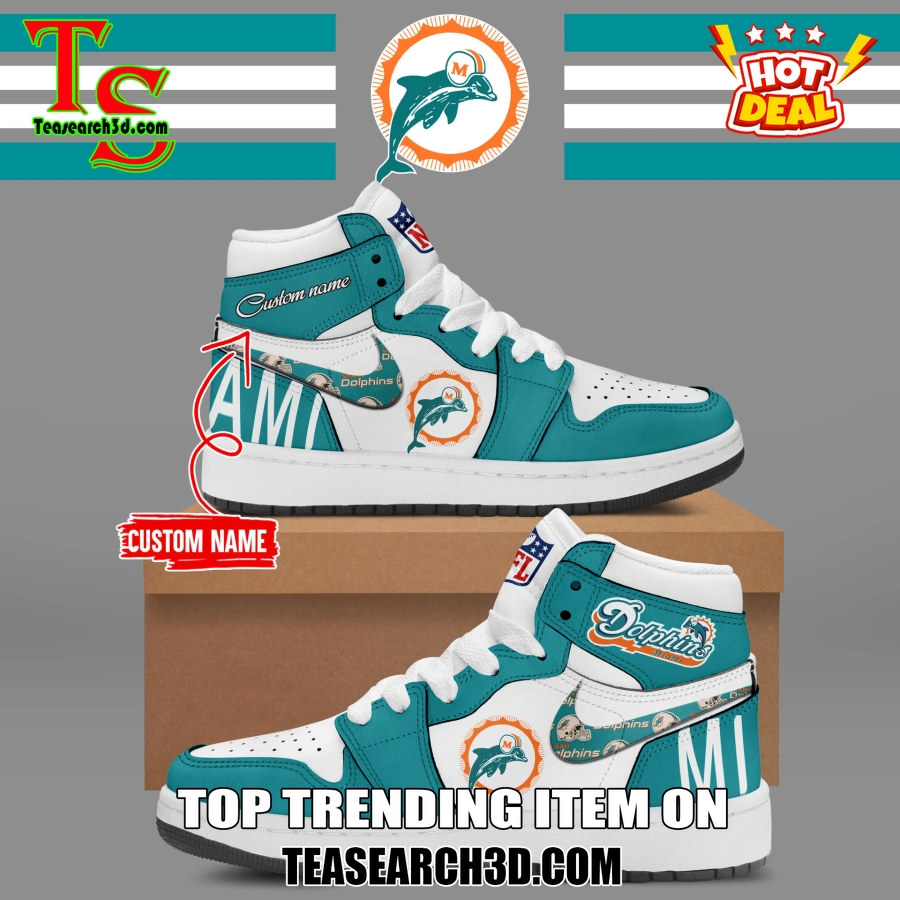 New Trending Air Jordan High Top Shoes 150125 16 Miami Dolphins Vintage Logo Air Jordan High Top Shoes