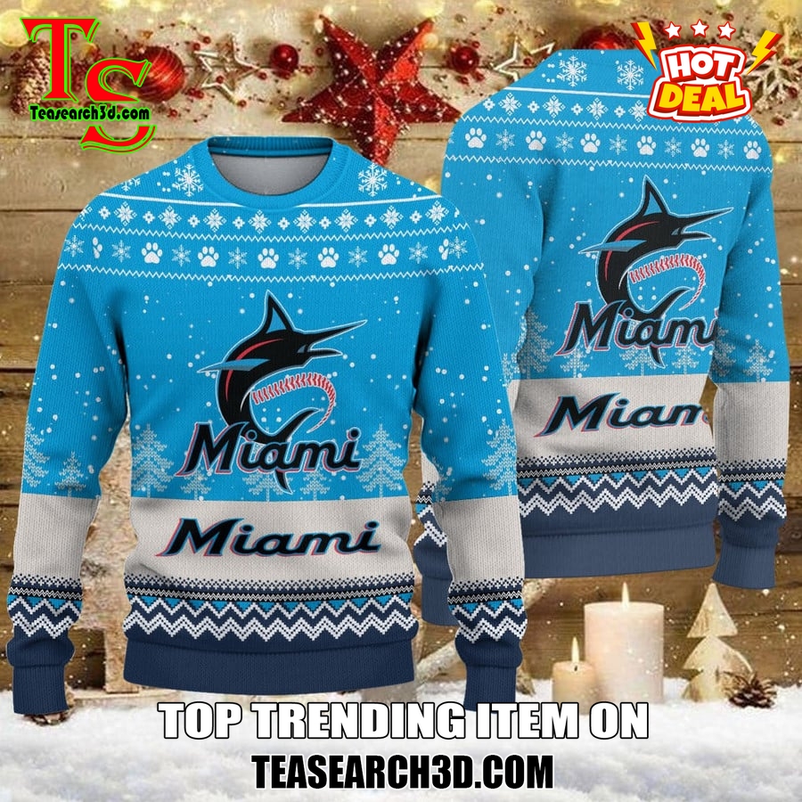 MLB Baseball Basic Ugly Christmas Sweater 16 Miami Marlins MLB Ugly Christmas Sweater
