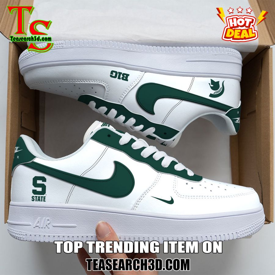 Amazing Nike Logo Air Force 1 Nike Shoes, Sport Team AF1 Shoes 19 Michigan State Spartans Custom Nike Logo AF1 Shoes