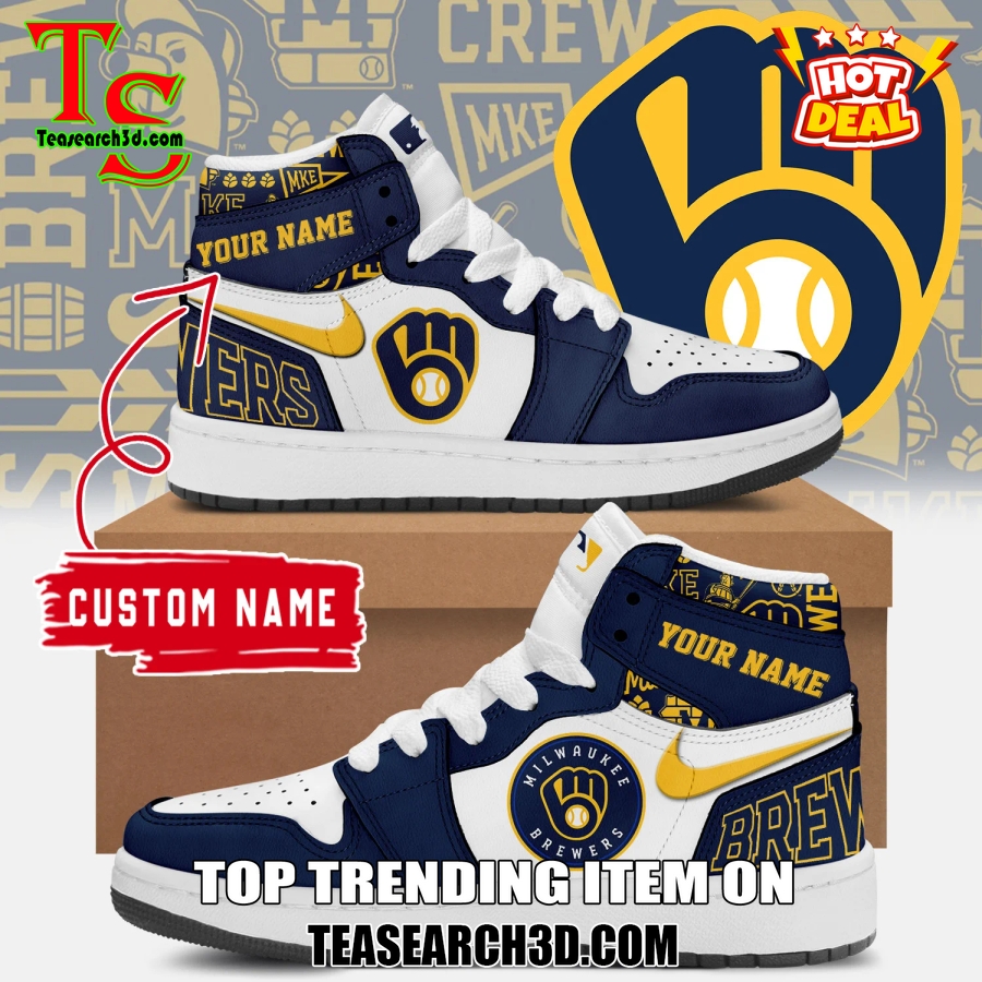 New Trending Air Jordan High Top Shoes 150125 17 Milwaukee Brewers Custom Air Jordan High Top Shoes