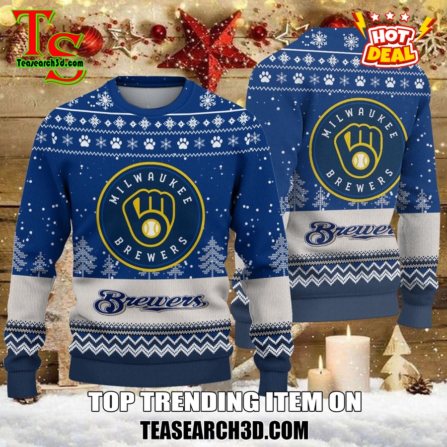 MLB Baseball Basic Ugly Christmas Sweater 17 Milwaukee Brewers MLB Ugly Christmas Sweater
