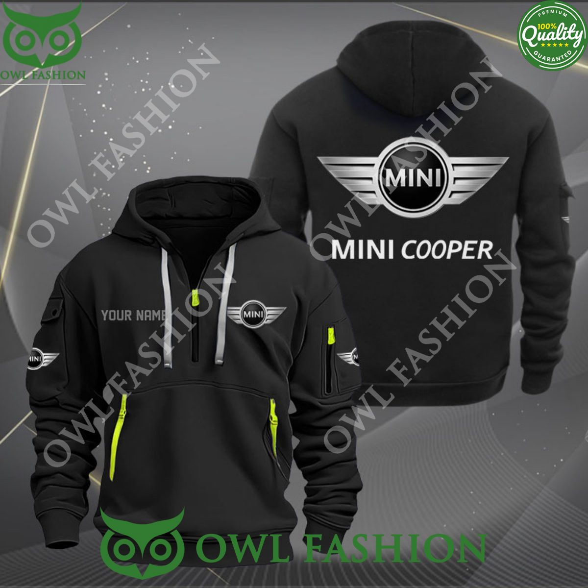 Mini Cooper Personalized 2d half zipper hoodie