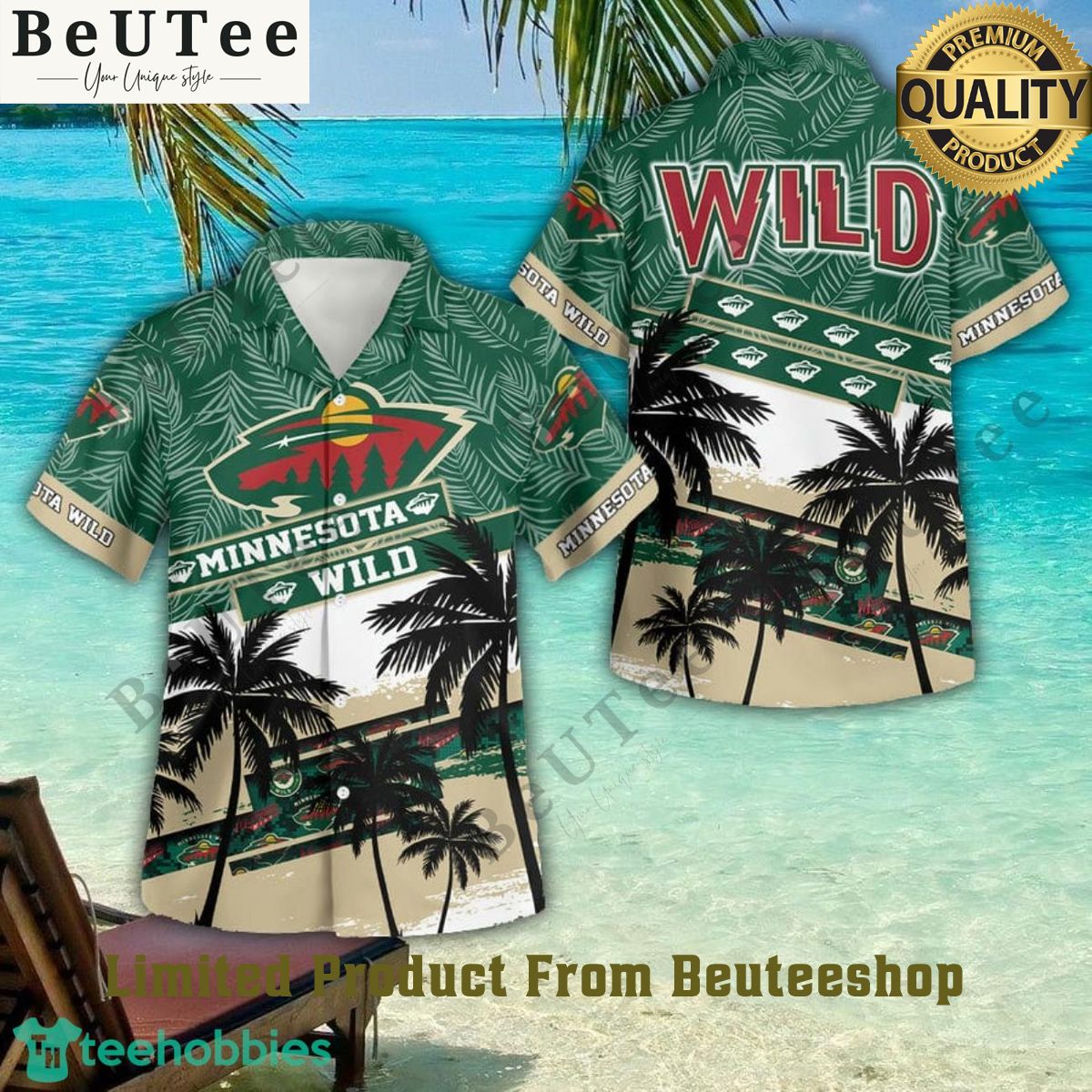 Minnesota Wild Ice Hockey Team 3D Button Hawaiian Shirt