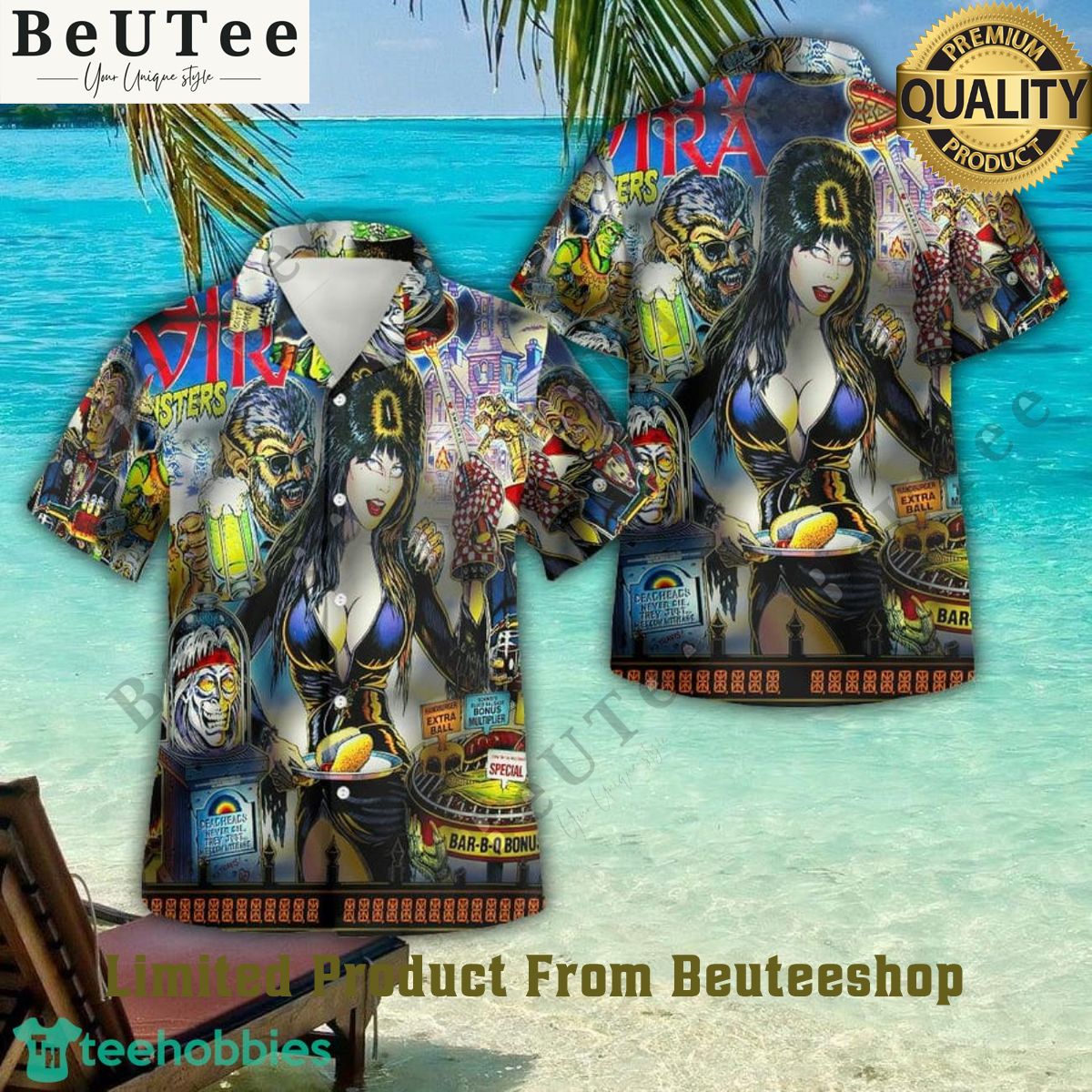 Mistress Of The Dark Pinball 3D Button Hawaiian Shirt