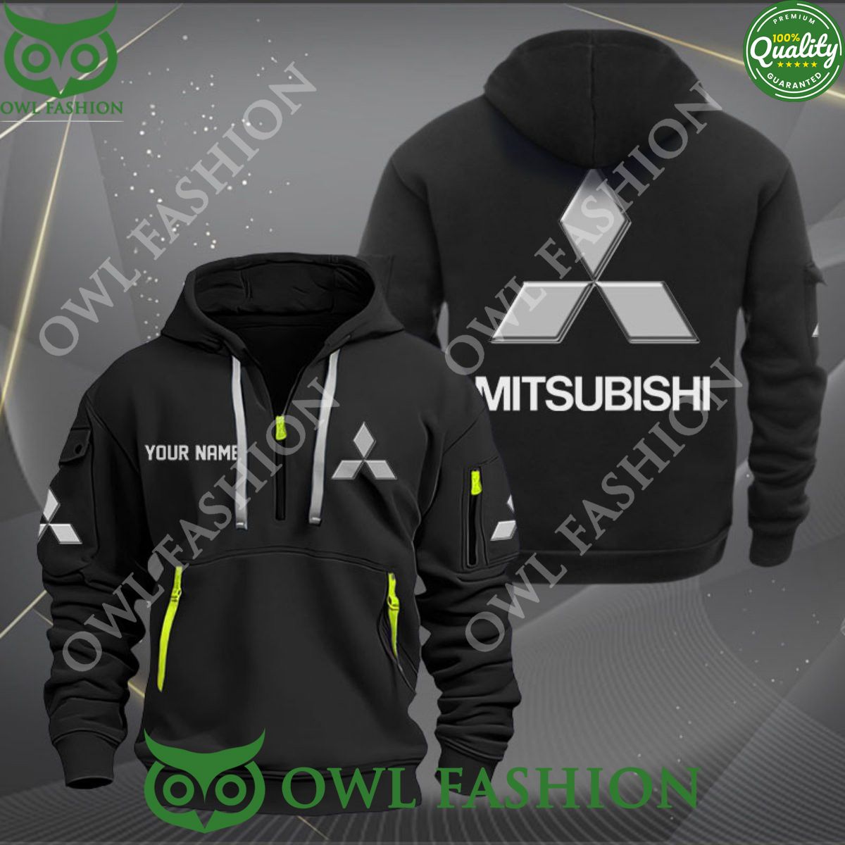 Mitsubishi Luxury Brand Custom Name 2D Half Zipper Hoodie